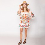 Wholesale do Everything Love Floral Boho Print Poncho One Fits Most Polyester
