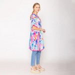 Wholesale do Everything Love Lightweight Watercolor Print Poncho Drawstring Wais