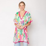 Wholesale do Everything Love Lightweight Watercolor Print Poncho Drawstring Wais