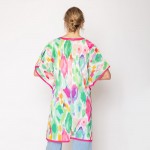 Wholesale do Everything Love Lightweight Watercolor Print Poncho Drawstring Wais