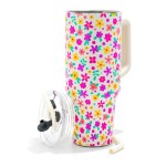 Wholesale flowers Printed oz Double Wall Stainless Steel Vacuum Tumbler Handle S