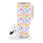 Wholesale flowers Printed oz Double Wall Stainless Steel Vacuum Tumbler Handle S