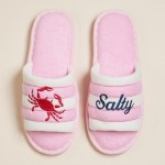 Wholesale terry Cloth Salty Crab Embroidered Poolside Slides Pack Rubber Sole Sm