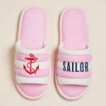 Wholesale terry Cloth SAILOR Anchor Embroidered Poolside Slides Pack Rubber Sole