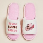 Wholesale terry Cloth Howdy Cowgirl Hat Embroidered Poolside Slides Pack Rubber