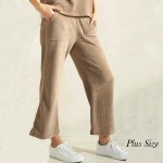 Wholesale women s Plus Leg Corduroy Cropped Pants Pack Relaxed fit Elasticized w