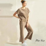 Wholesale women s Plus Leg Corduroy Cropped Pants Pack Relaxed fit Elasticized w