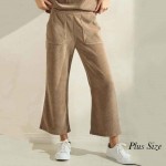 Wholesale women s Plus Leg Corduroy Cropped Pants Pack Relaxed fit Elasticized w