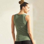 Wholesale women s U Neck Solid Seamless Tank One Fits Most Nylon Spandex