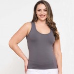 Wholesale women s Plus U Neck Solid Seamless Tank One Fits Most Nylon Spandex