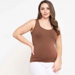 Wholesale women s Plus U Neck Solid Seamless Tank One Fits Most Nylon Spandex