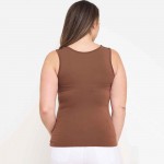 Wholesale women s Plus U Neck Solid Seamless Tank One Fits Most Nylon Spandex