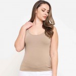 Wholesale women s Plus U Neck Solid Seamless Tank One Fits Most Nylon Spandex