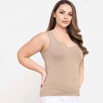 Wholesale women s Plus U Neck Solid Seamless Tank One Fits Most Nylon Spandex