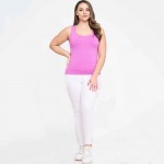 Wholesale women s Plus U Neck Solid Seamless Tank One Fits Most Nylon Spandex