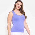 Wholesale women s Plus U Neck Solid Seamless Tank One Fits Most Nylon Spandex