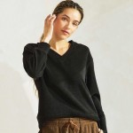 Wholesale women s V Neck Corduroy Long Sleeve Top Pack Relaxed Fit Dropped Shoul