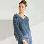 Wholesale women s V Neck Corduroy Long Sleeve Top Pack Relaxed Fit Dropped Shoul