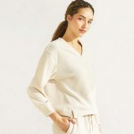 Wholesale women s V Neck Corduroy Long Sleeve Top Pack Relaxed Fit Dropped Shoul