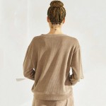 Wholesale women s V Neck Corduroy Long Sleeve Top Pack Relaxed Fit Dropped Shoul