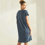 Wholesale women s Corduroy V Neck Short Sleeve Dress Pack Pockets Shift Silhouet