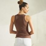 Wholesale round Neck Ribbed Tank Top Pack Body Hugging Silhouette Self Rib Bindi