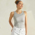 Wholesale women s Round Neck Ribbed Tank Top Pack Body Hugging Silhouette Self R