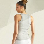 Wholesale women s Round Neck Ribbed Tank Top Pack Body Hugging Silhouette Self R