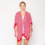 Wholesale do Everything Love D Pattern Print Ruana One Fits Most Viscose