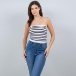 Wholesale striped Seamless Tube Top Pack Cinched Sides Stretchy Nylon Polyester