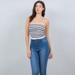 Wholesale striped Seamless Tube Top Pack Cinched Sides Stretchy Nylon Polyester