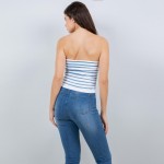 Wholesale striped Seamless Tube Top Pack Cinched Sides Stretchy Nylon Polyester