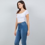 Wholesale crepe Round Neck Short Sleeve Top Soft Stretchy Polyester Spandex