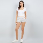Wholesale loose Fit Fleece Sweat Shorts Elastic Waistband Two Side Pockets Polye