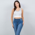 Wholesale striped Racerback Crop Tank Top Pack Ribbed Stretchy Nylon Spandex
