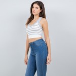 Wholesale striped Racerback Crop Tank Top Pack Ribbed Stretchy Nylon Spandex