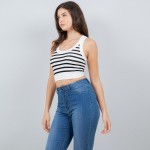 Wholesale striped Racerback Crop Tank Top Pack Ribbed Stretchy Nylon Spandex