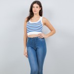 Wholesale striped Racerback Crop Tank Top Pack Ribbed Stretchy Nylon Spandex