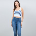 Wholesale striped Racerback Crop Tank Top Pack Ribbed Stretchy Nylon Spandex