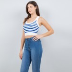 Wholesale striped Racerback Crop Tank Top Pack Ribbed Stretchy Nylon Spandex