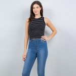 Wholesale striped Tank Top Seamless Ribbed Nylon Spandex