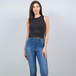 Wholesale striped Tank Top Seamless Ribbed Nylon Spandex