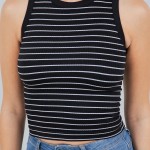 Wholesale striped Tank Top Seamless Ribbed Nylon Spandex