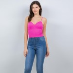 Wholesale ribbed Spaghetti Strap Camisole Pack Slimming Fit Built Bra Nylon Span