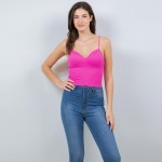 Wholesale ribbed Spaghetti Strap Camisole Pack Slimming Fit Built Bra Nylon Span
