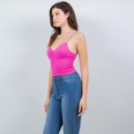 Wholesale ribbed Spaghetti Strap Camisole Pack Slimming Fit Built Bra Nylon Span