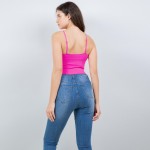 Wholesale ribbed Spaghetti Strap Camisole Pack Slimming Fit Built Bra Nylon Span