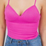 Wholesale ribbed Spaghetti Strap Camisole Pack Slimming Fit Built Bra Nylon Span
