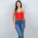 Wholesale ribbed Spaghetti Strap Camisole Pack Slimming Fit Built Bra Nylon Span