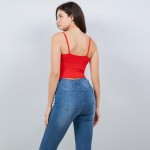 Wholesale ribbed Spaghetti Strap Camisole Pack Slimming Fit Built Bra Nylon Span